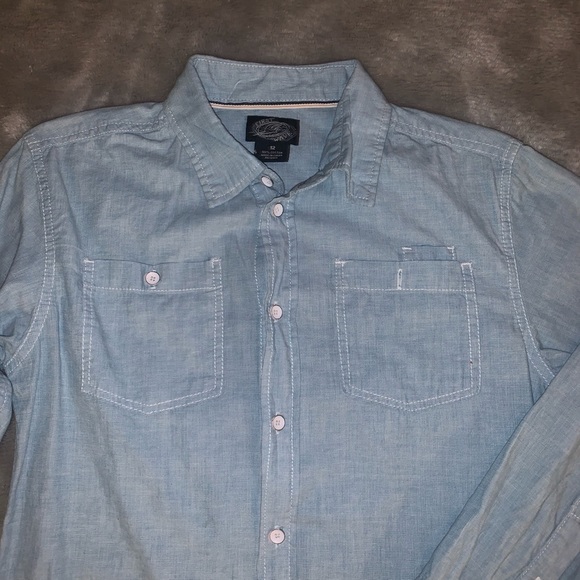 Boy's Size 12 First Wave Denim Blue Red White Striped Button Down Shirt Top EUC - Picture 5 of 7